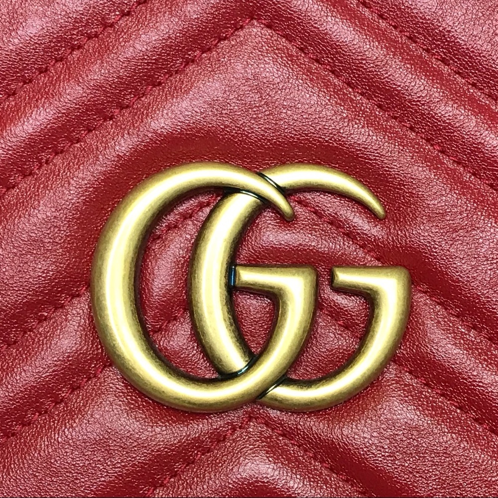 Gucci Red Quilted Medium Marmont Tote 524578 Bag - Picture 10 of 16
